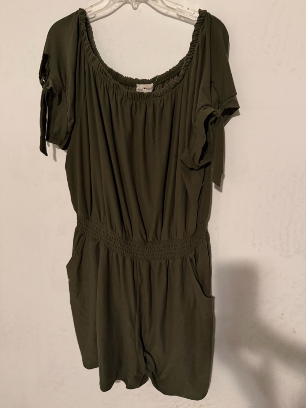 Derek Heart Olive Green Elastic Waist Dress